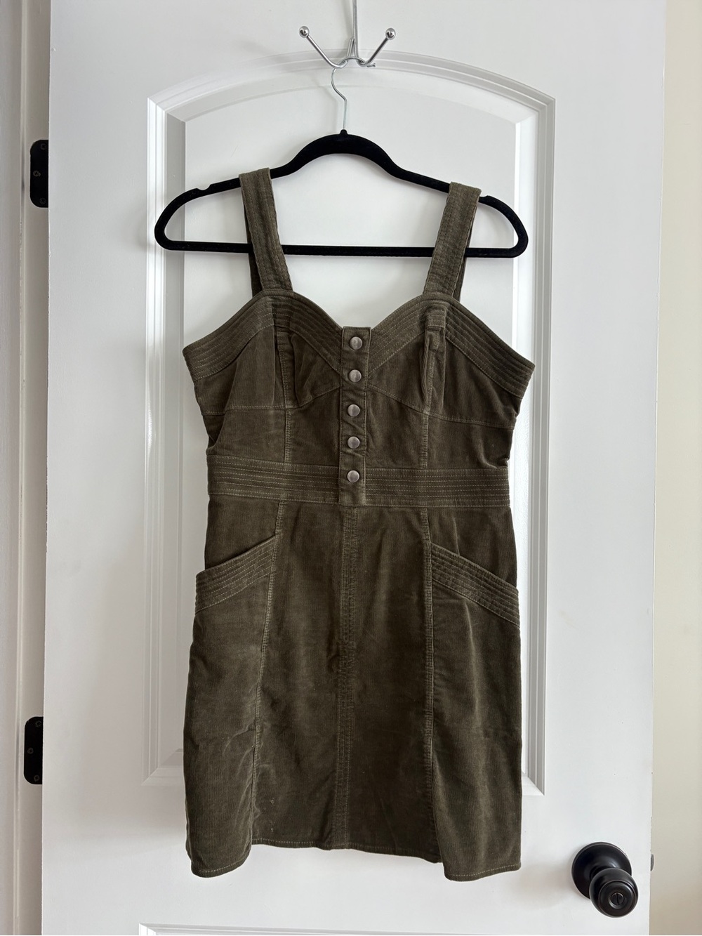 Express Olive Green Button-Front Mini Dress